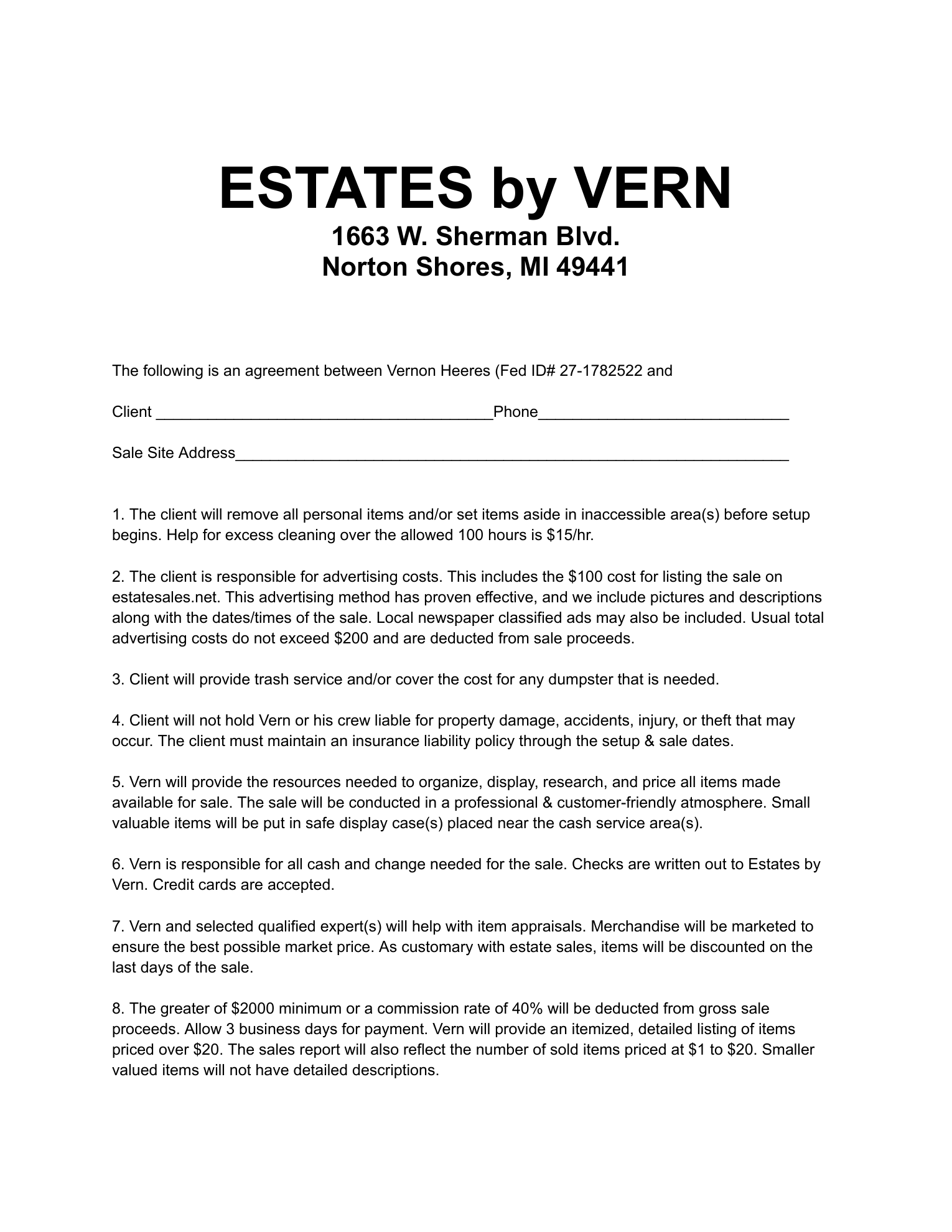 Onsite Contract page 1 of 2